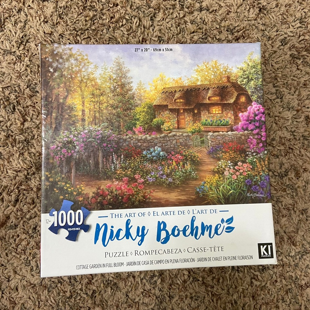 KI Puzzle Nicky Boehme Cottage Garden in Full Bloom 1000 Piece Jigsaw Puzzle NEW